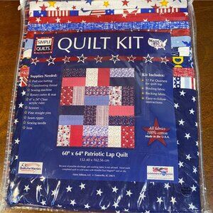 60" X 64" Patriotic Lap Quilt Kit With 100% Cotton Fabric - Made In The USA